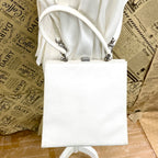 Fendi FF Logo Tote Shoulder Bag 2-Way White Leather — view 7