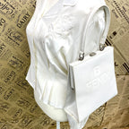 Fendi FF Logo Tote Shoulder Bag 2-Way White Leather — view 2