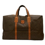 Celine Boston Bag Macadam Pattern Dark Beige Dark Brown No Lock Leather