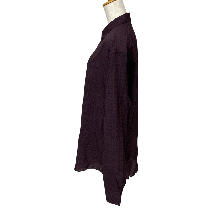 Hermes Shirt Long Sleeve All Over Pattern Wool Silk Brown High Quality Daily — view 2