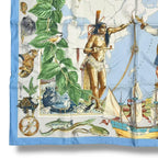 Hermes Scarf Silk Carre 90 le Canada Blue