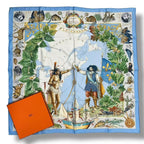 Hermes Scarf Silk Carre 90 le Canada Blue