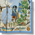 Hermes Scarf Silk Carre 90 le Canada Blue