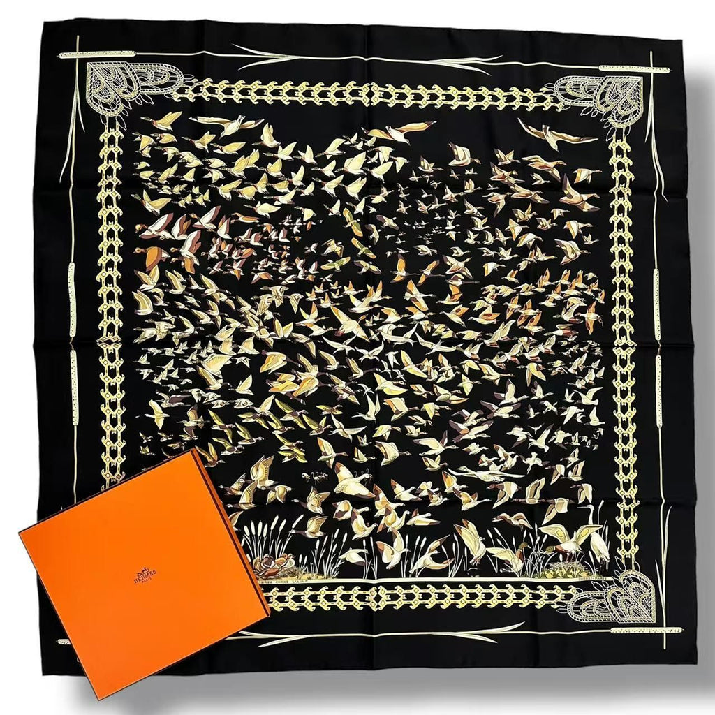 Hermes Scarf Silk Carre 90 Libres Comme L'air the Sky Is Black