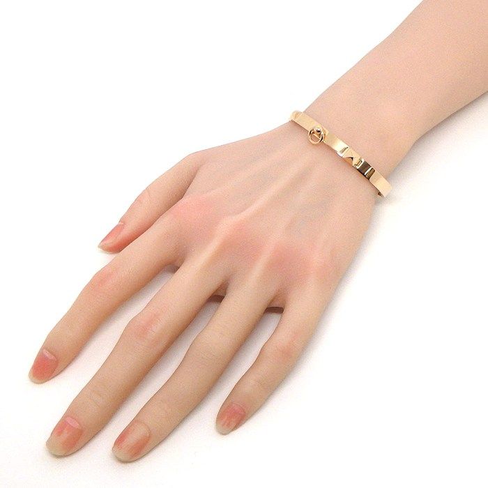 Hermes Bangle Collier de Chien PM Pyramid Medallion 18k Pink Gold #lg Bracelet — view 5