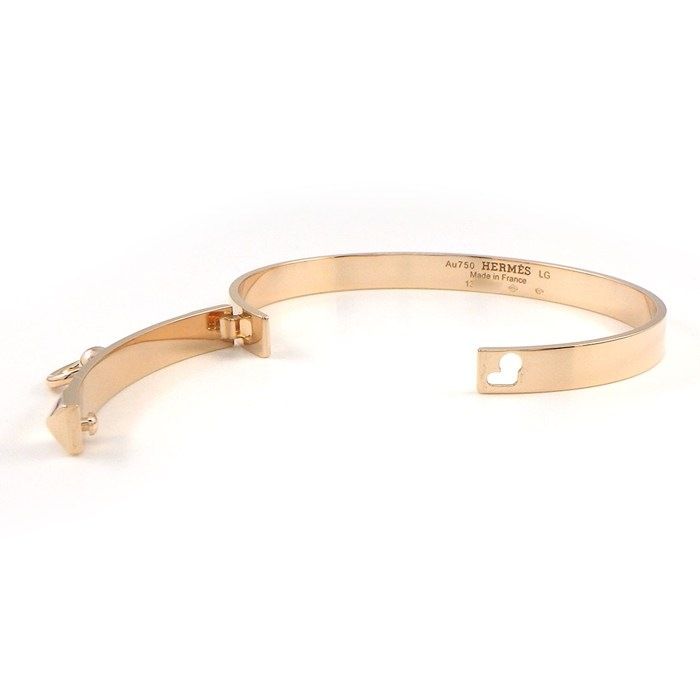 Hermes Bangle Collier de Chien PM Pyramid Medallion 18k Pink Gold #lg Bracelet — view 4