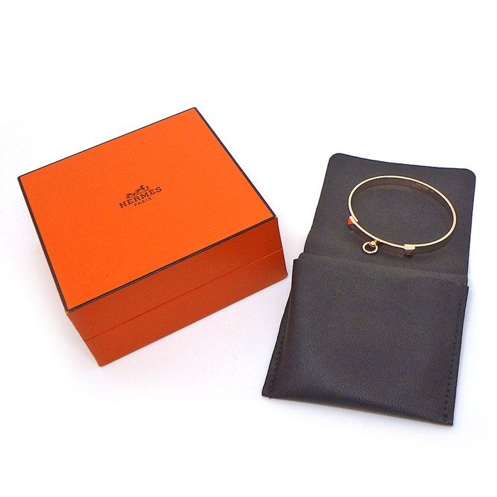 Hermes Bangle Collier de Chien PM Pyramid Medallion 18k Pink Gold #lg Bracelet — view 7