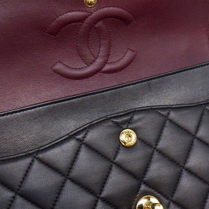 Chanel Shoulder Bag Quilted 25 11.12 Classic Black Bordeaux Lambskin — view 9