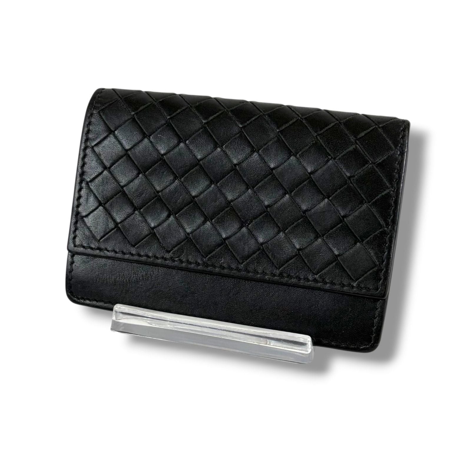 Bottega Veneta Intrecciato Leather Card Case Business Holder Black