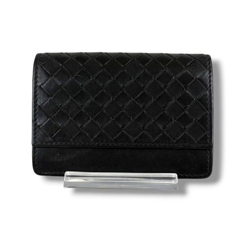 Bottega Veneta Intrecciato Leather Card Case Business Holder Black — view 2