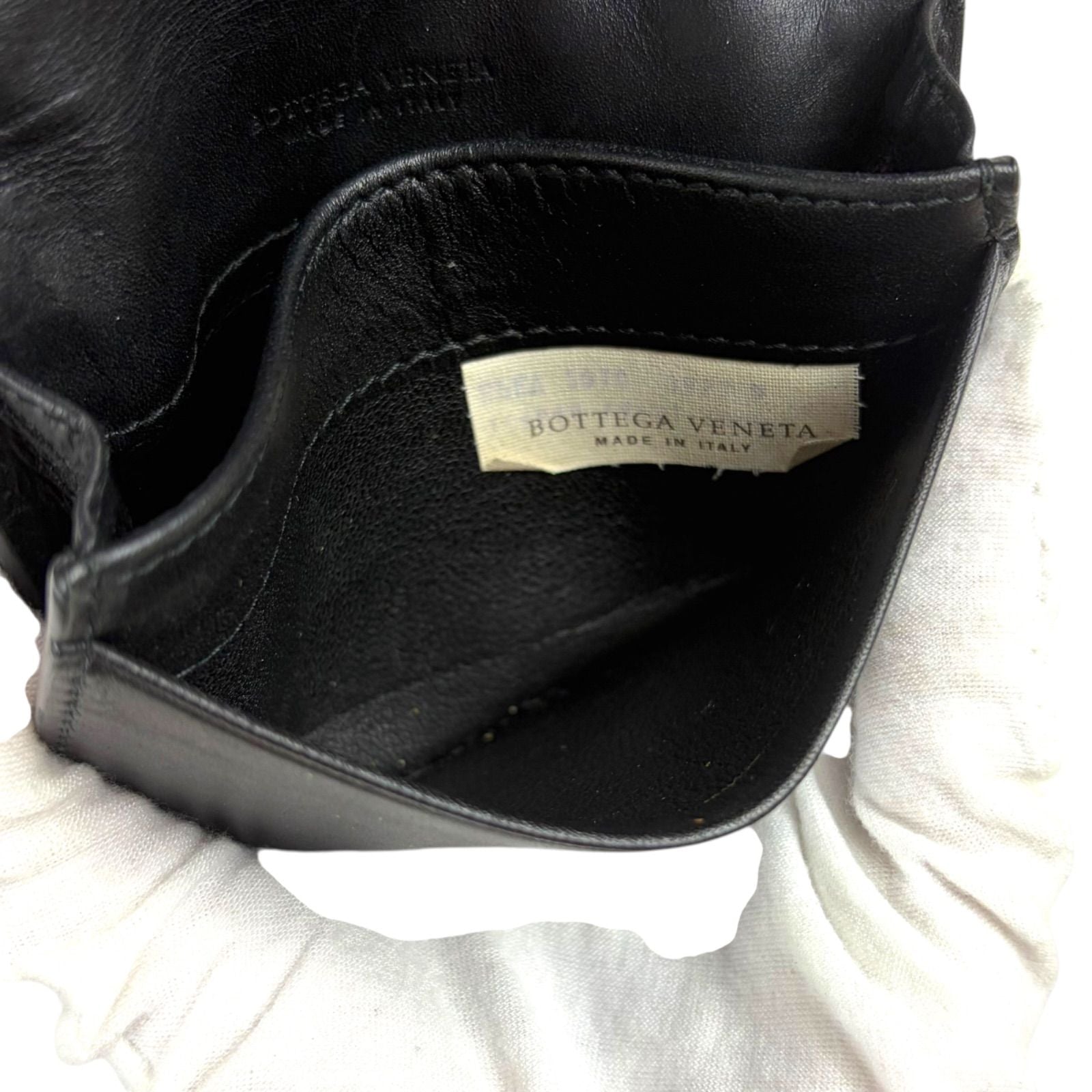 Bottega Veneta Intrecciato Leather Card Case Business Holder Black — view 9