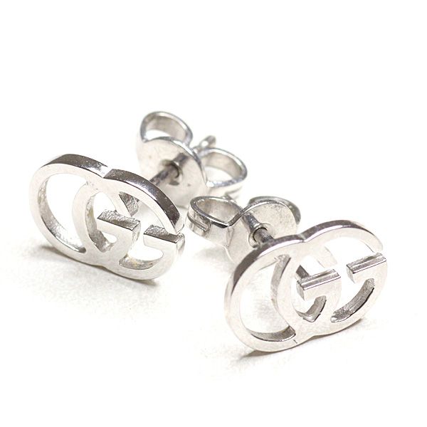 Gucci GG Running White Gold Earrings 18k Double Studded — view 2