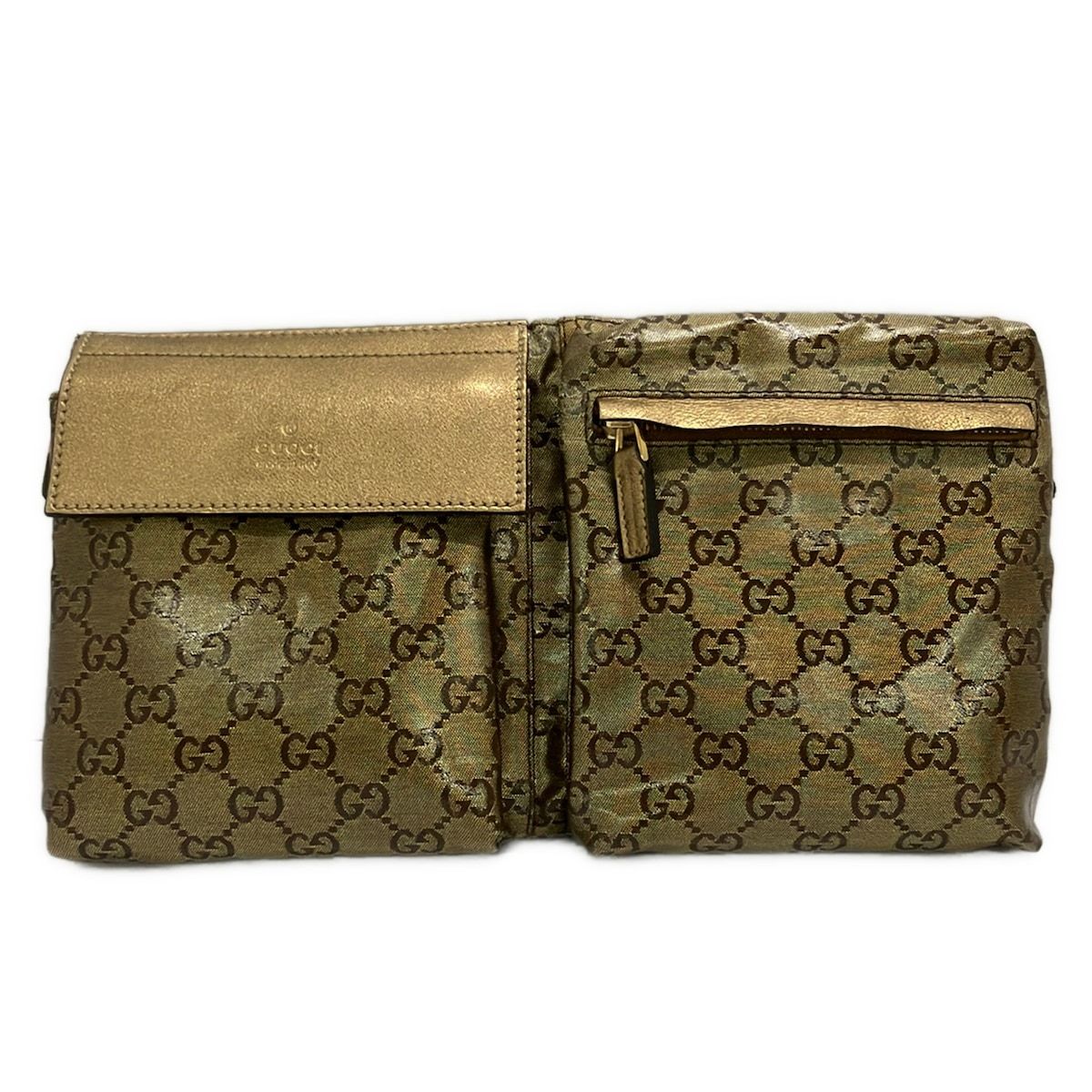 Gucci Waist Pouch Crystal GG Gold Leather