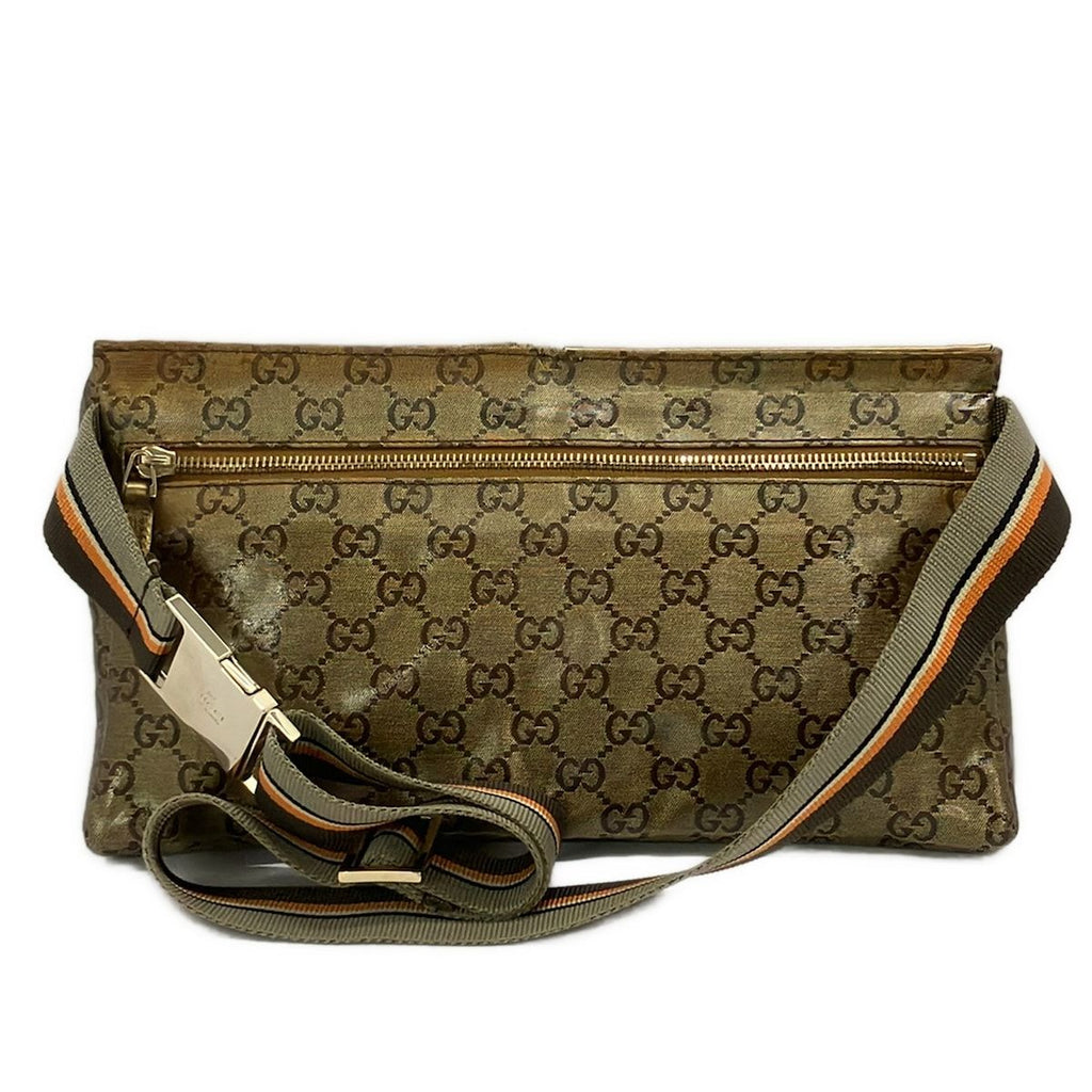Gucci Waist Pouch Crystal GG Gold Leather — view 3