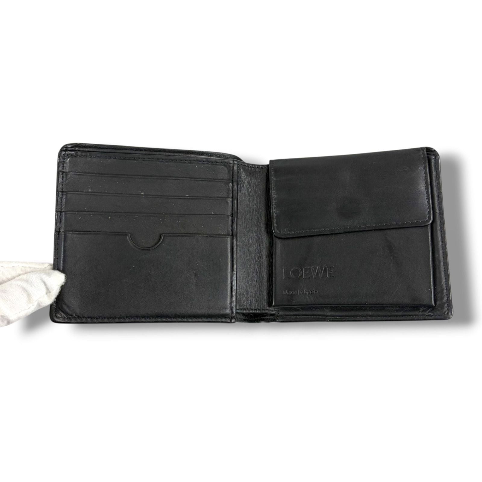Loewe Puzzle Tricolor Compact Wallet Bifold Navy Anagram Logo Leather — view 4