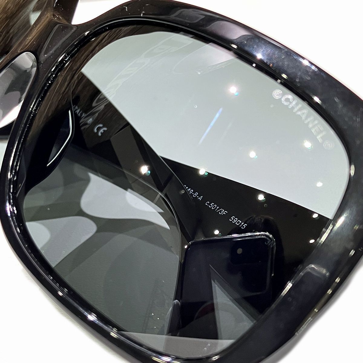 Chanel CC Logo Sunglasses Acetate Rhinestone Eyewear — view 9