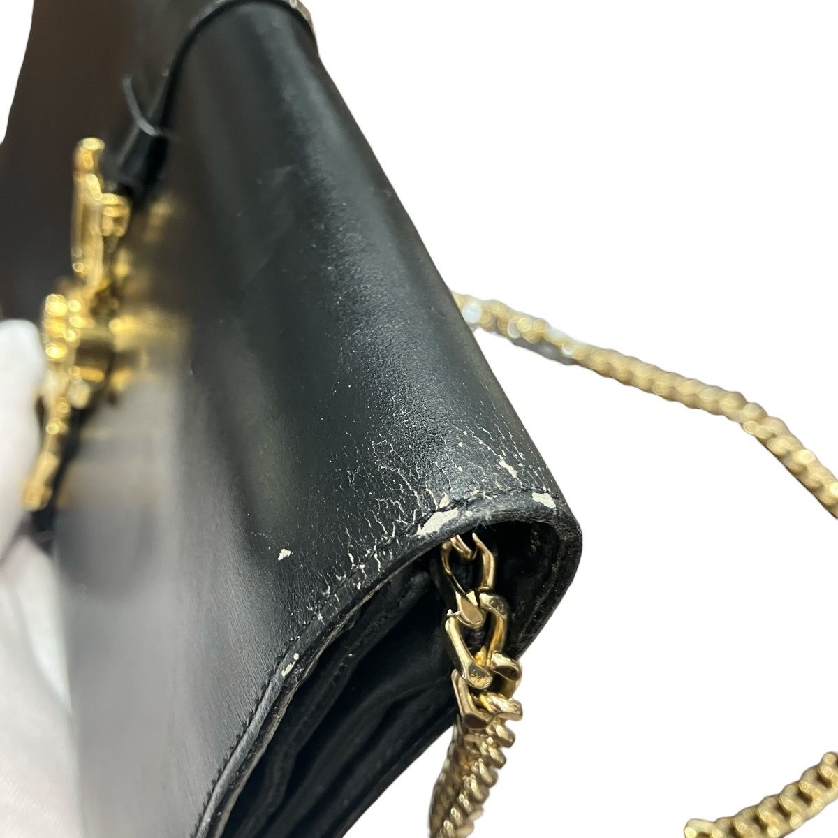 Celine Vintage Carriage Chain Shoulder Bag Leather — view 8