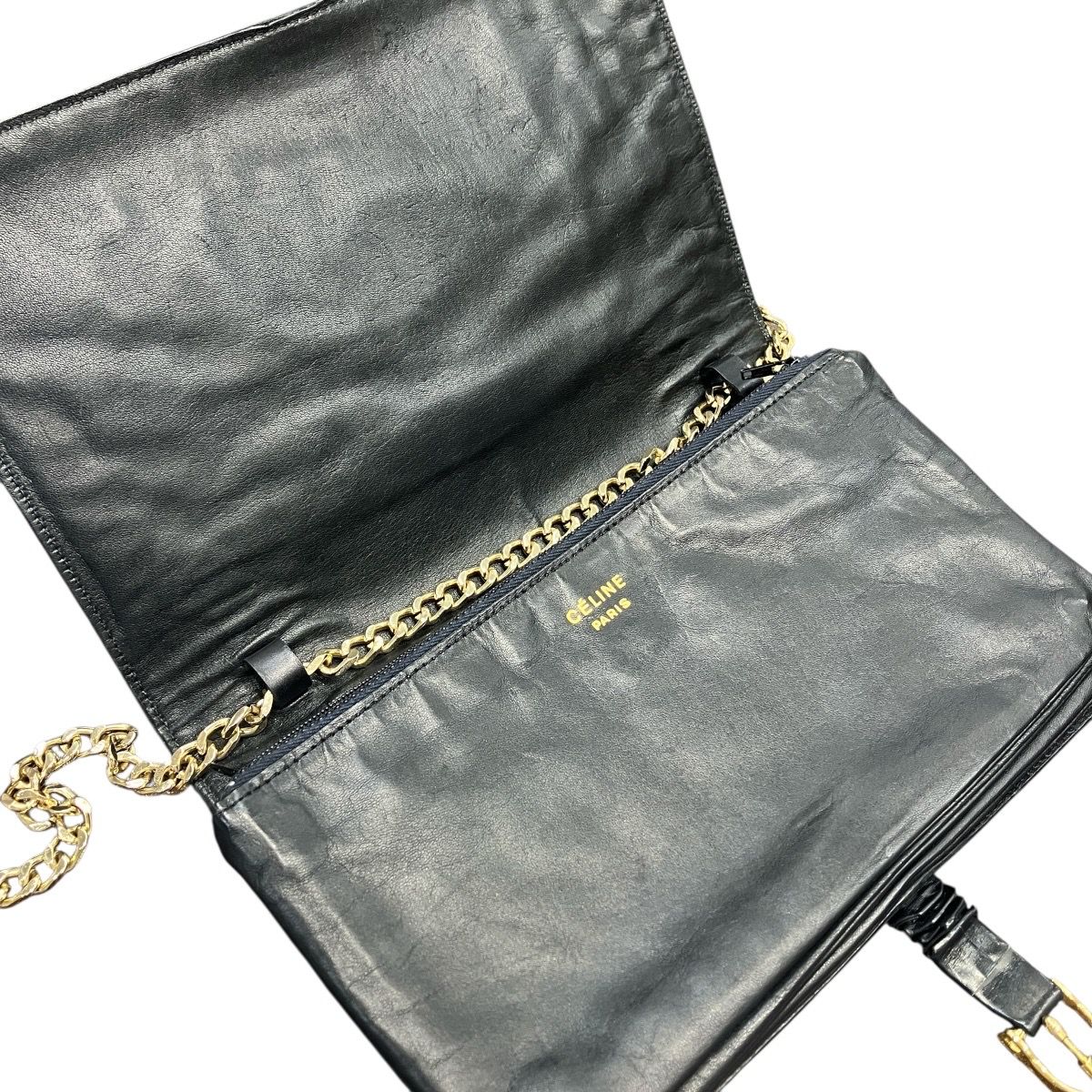 Celine Vintage Carriage Chain Shoulder Bag Leather — view 6