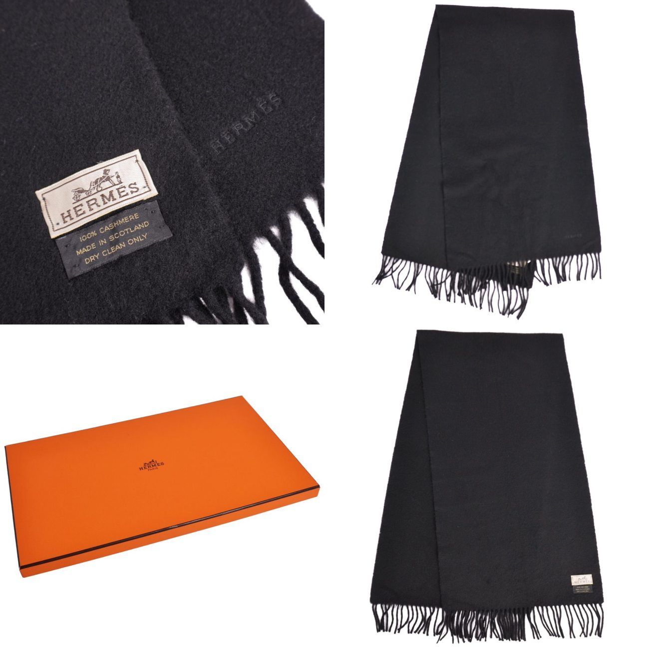 Hermes Scarf Shawl Fringe Cashmere — view 5