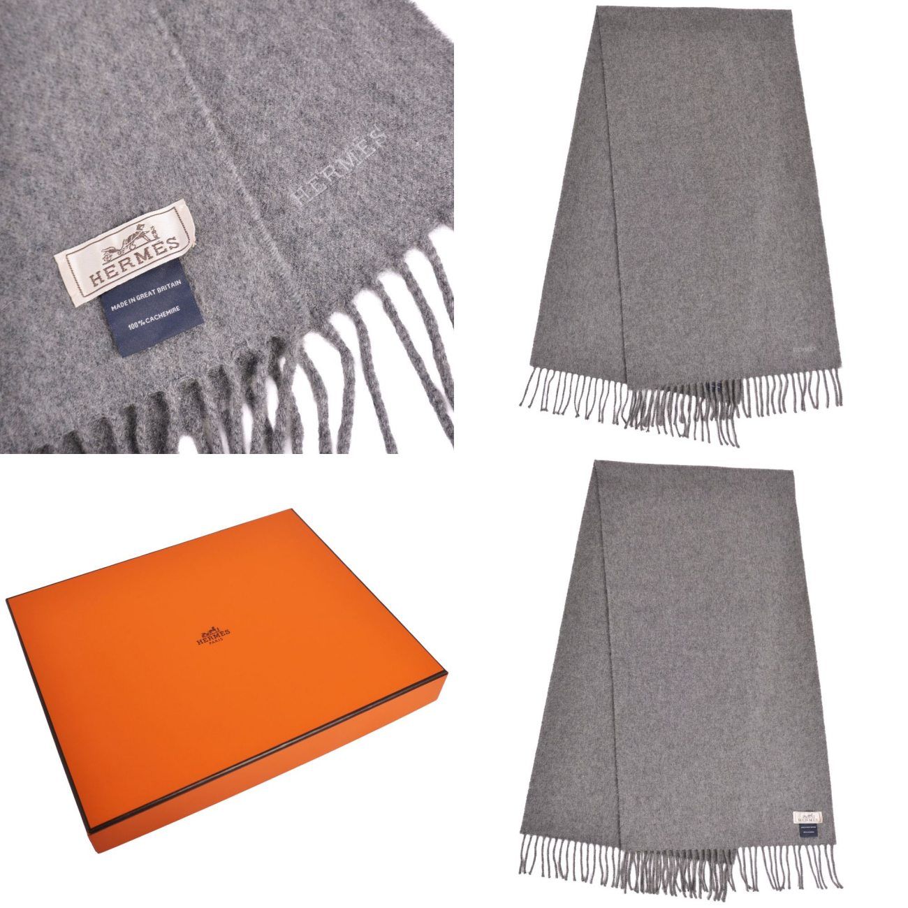 Hermes Scarf Shawl Fringe Cashmere — view 5