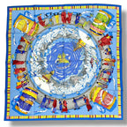 Hermes Scarf Silk Prieres AU Vent Prayer in the Wind Blue