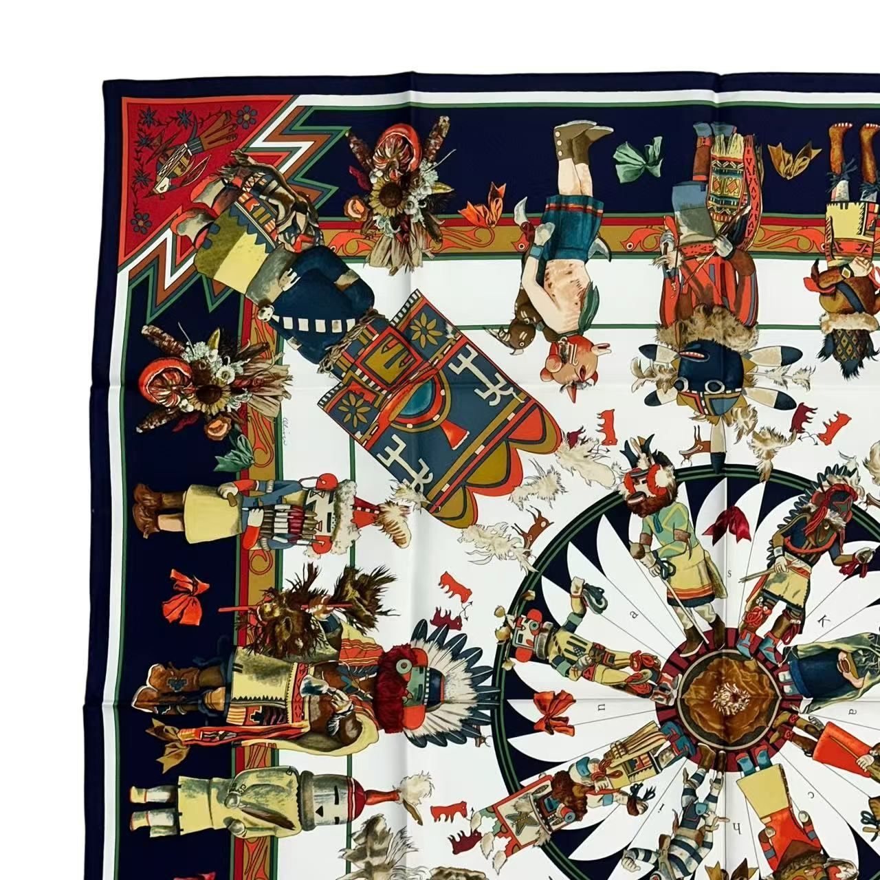 Hermes Scarf Silk Kachinas Navy — view 2