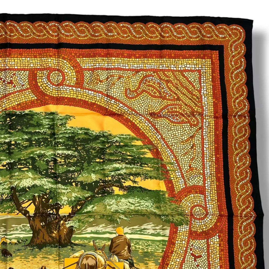 Hermes Scarf Silk Sous le Cedre Under the Himalayan Cedar Brown — view 3