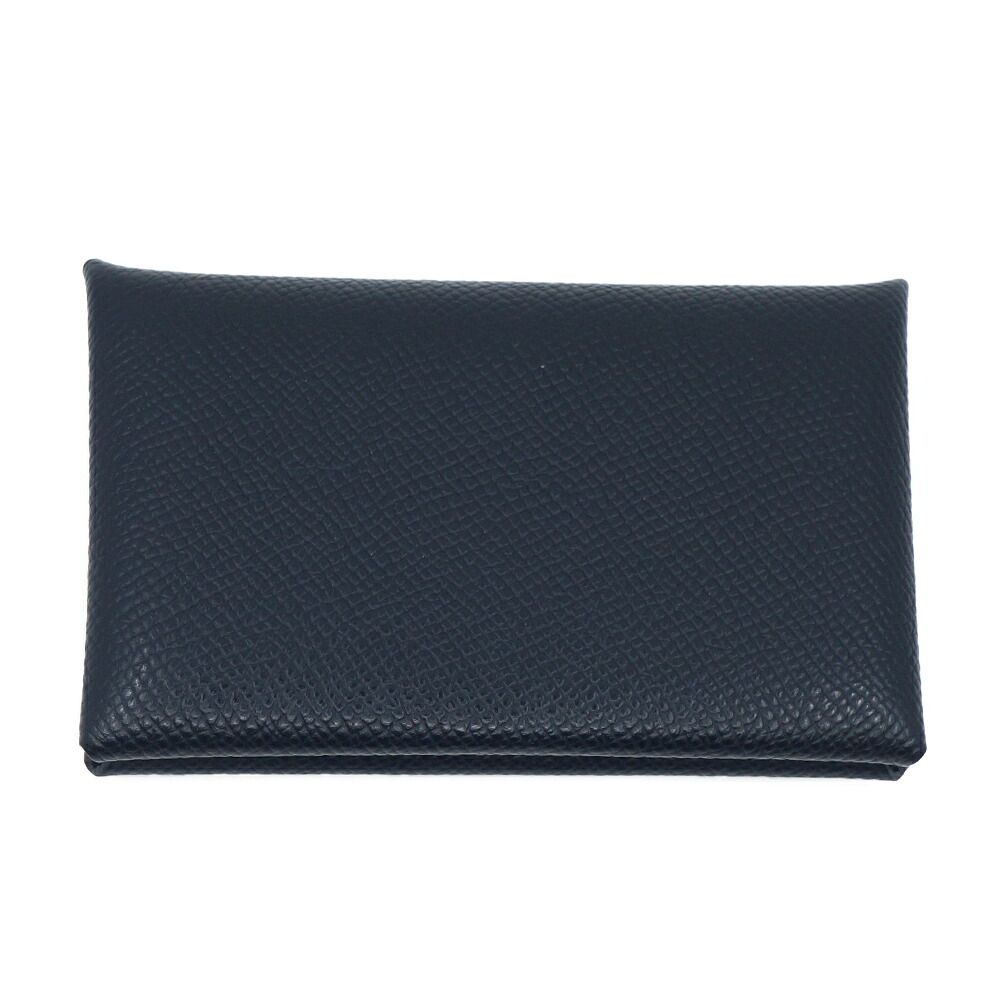Hermes Calvi Coin Case Card Black Silver