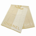 Chanel Shawl Beige Logo CC Cashmere Silk Large Scarf