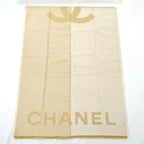 Chanel Shawl Beige Logo CC Cashmere Silk Large Scarf — view 3