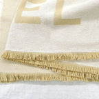 Chanel Shawl Beige Logo CC Cashmere Silk Large Scarf — view 6