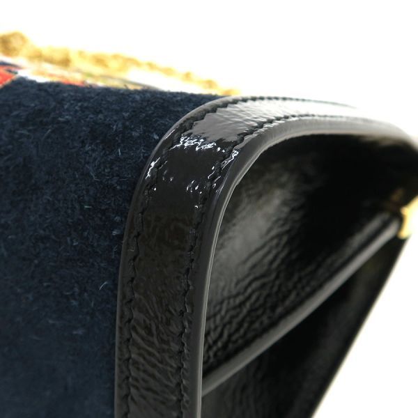 Gucci Embroidery Chain Shoulder Bag Black — view 6