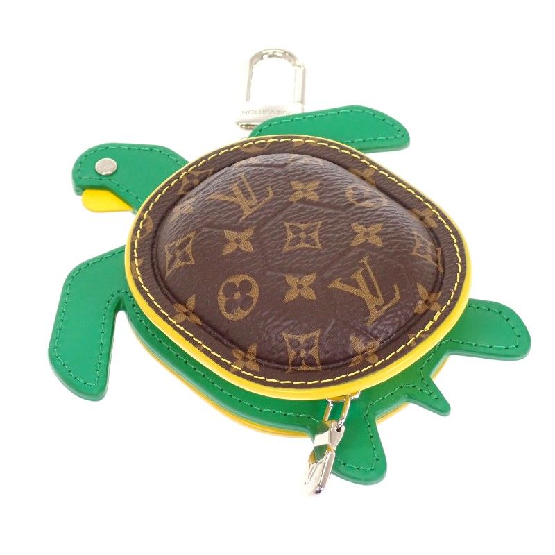 Louis Vuitton LV Turtle Key Holder Bag Charm Monogram Brown Green Yellow Silver — view 4