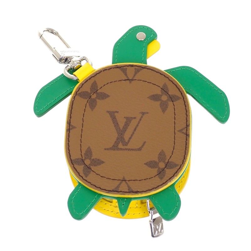 Louis Vuitton LV Turtle Key Holder Bag Charm Monogram Brown Green Yellow Silver — view 3