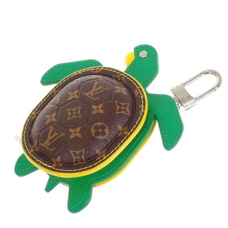 Louis Vuitton LV Turtle Key Holder Bag Charm Monogram Brown Green Yellow Silver — view 5