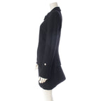 Chanel Tweed Zip Up Jacket Skirt Set Black 38 — view 3