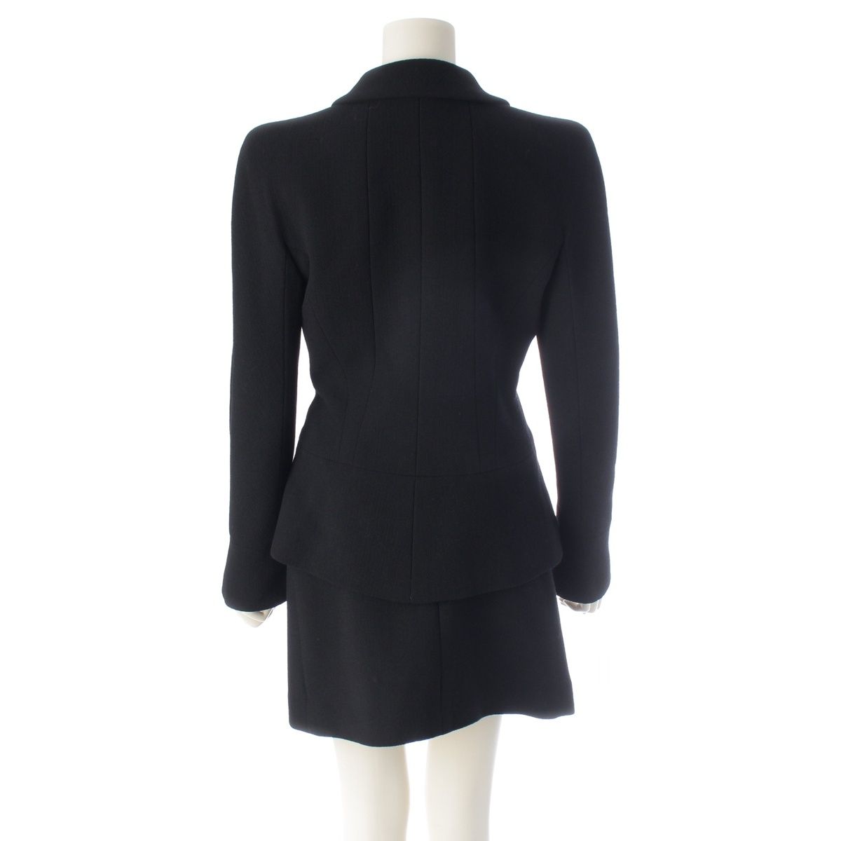 Chanel Tweed Zip Up Jacket Skirt Set Black 38 — view 4