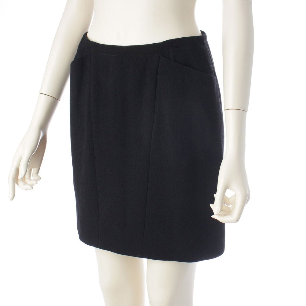 Chanel Tweed Zip Up Jacket Skirt Set Black 38 — view 5