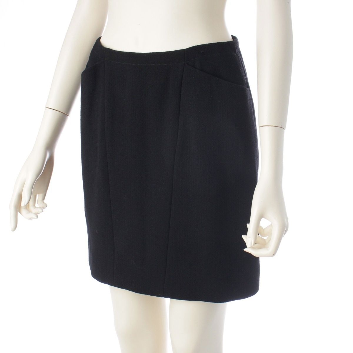 Chanel Tweed Zip Up Jacket Skirt Set Black 38 — view 5
