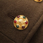 Chanel Wool Gripoix Button Tailored Jacket Khaki 38 — view 8