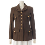 Chanel Wool Gripoix Button Tailored Jacket Khaki 38