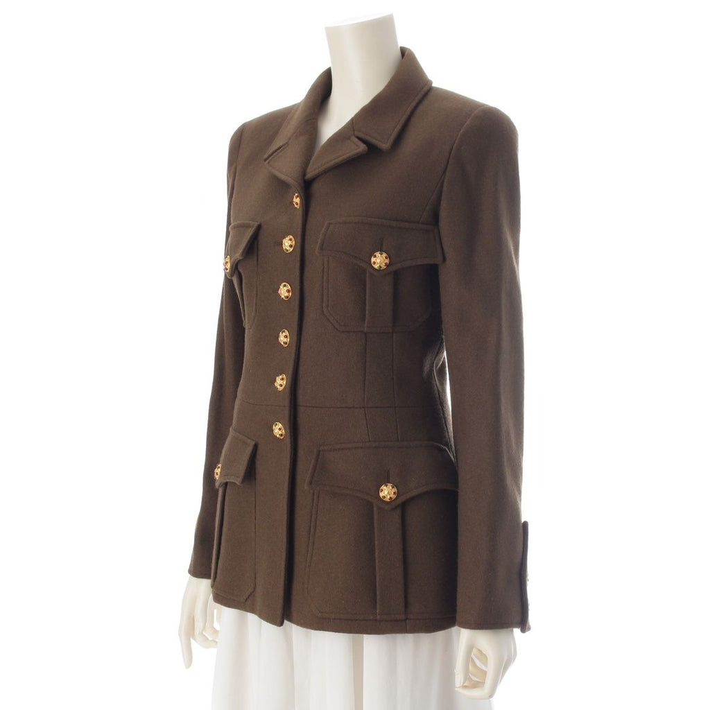 Chanel Wool Gripoix Button Tailored Jacket Khaki 38 — view 2