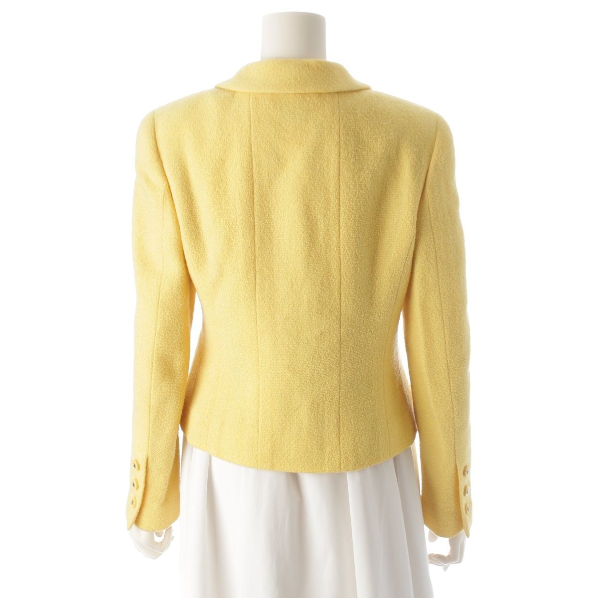 Chanel Wool Coco Button Tweed Tailored Jacket Yellow 38 — view 4