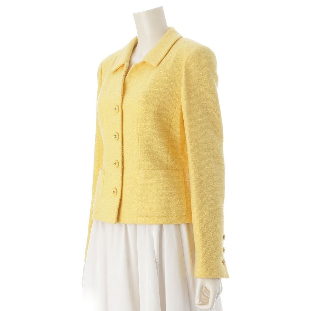 Chanel Wool Coco Button Tweed Tailored Jacket Yellow 38 — view 2