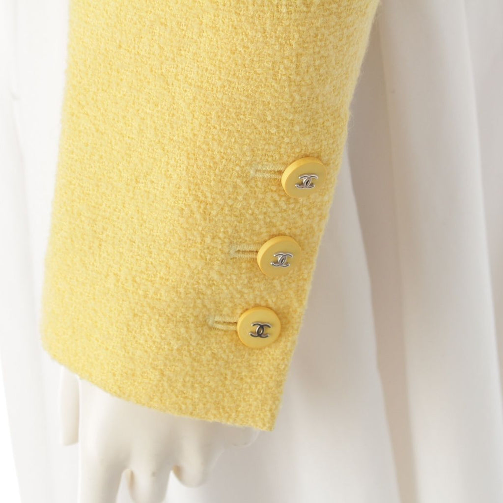 Chanel Wool Coco Button Tweed Tailored Jacket Yellow 38 — view 7