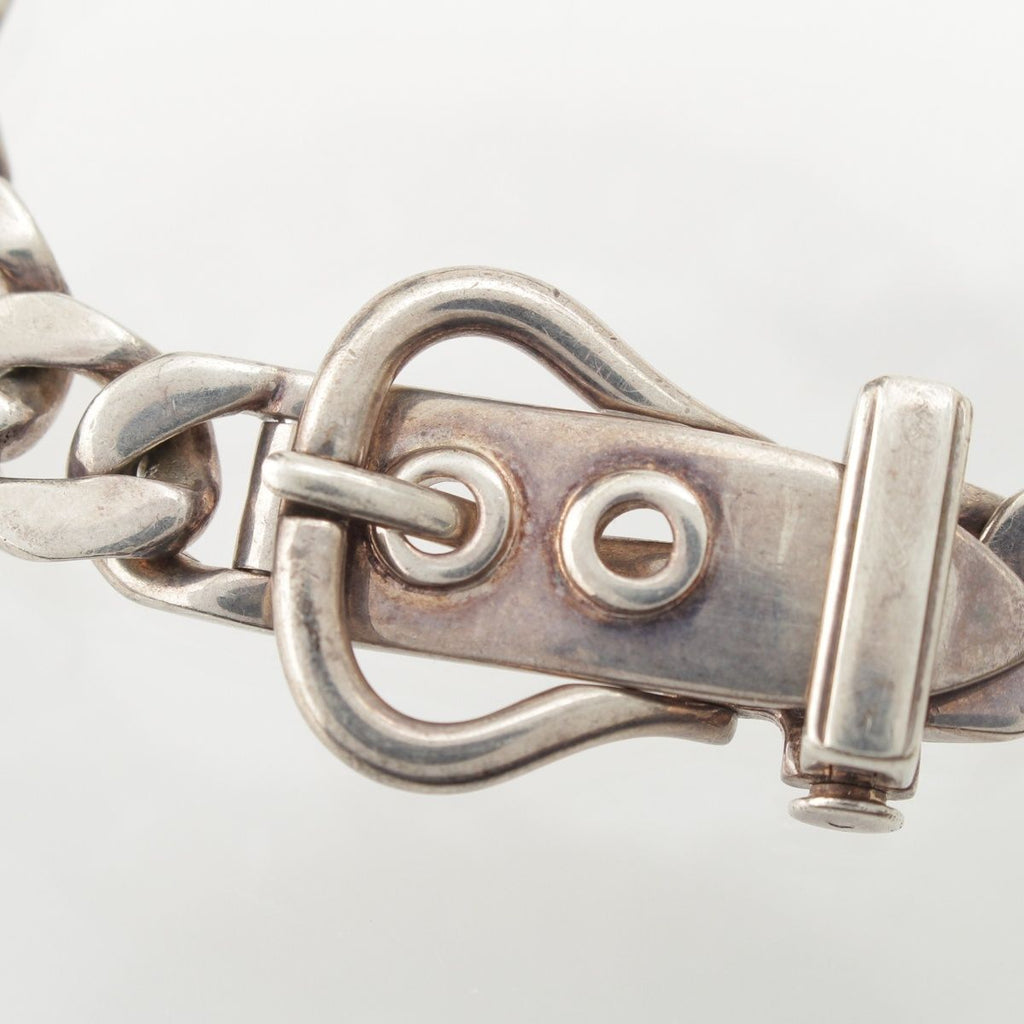 Hermes Vintage Gaetan de Percin Boucle Sellier Book le MM Chain Bracelet Silver