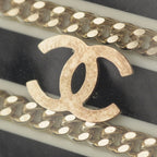 Chanel Resin Round CC Logo Chain Pin Brooch Black
