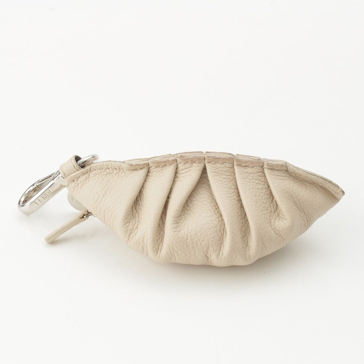 Fendi Leather Gyoza Dump Ring Charm Key Holder Beige