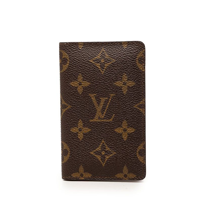 Louis Vuitton Monogram Card Case Business Holder Brown Leather