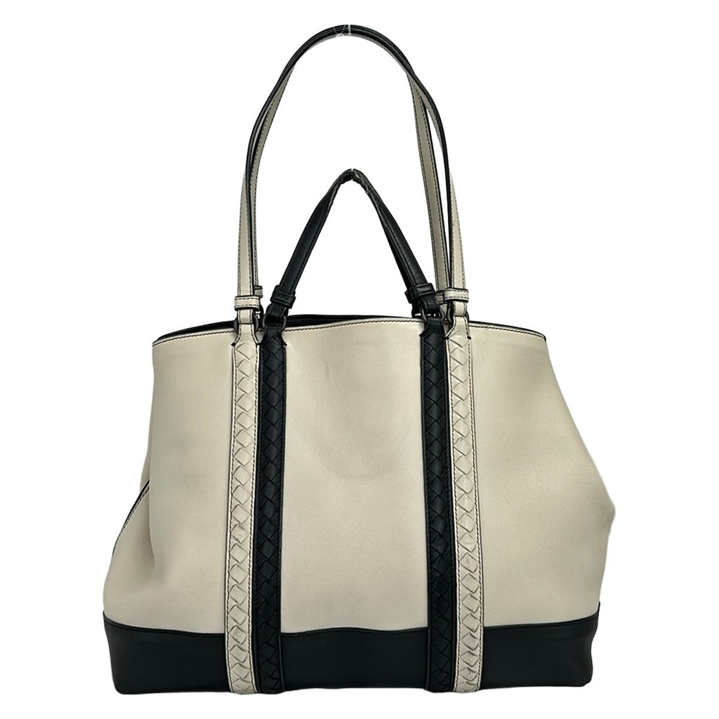 Bottega Veneta Tote Artic Cement Nappa Bicolor Corso White Black 2-Way Leather — view 3